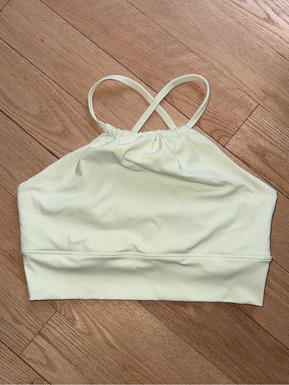 High Neck Halter Sports Bra Athletic Crop Top in Light Green Small